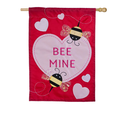Bee Mine Applique House Flag; Polyester