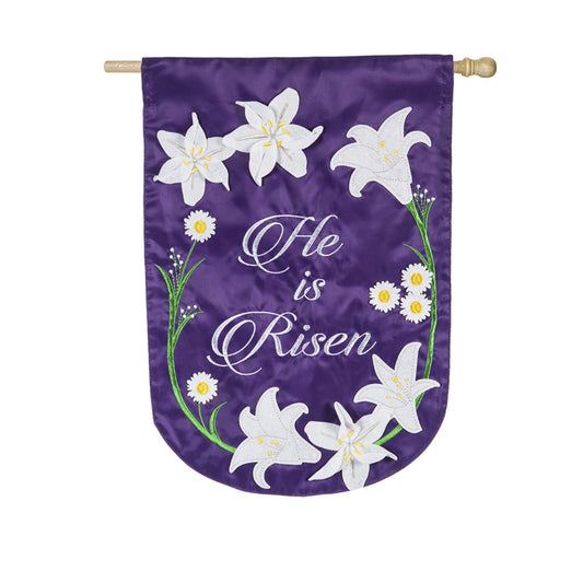 He is Risen Easter Lily House Flag