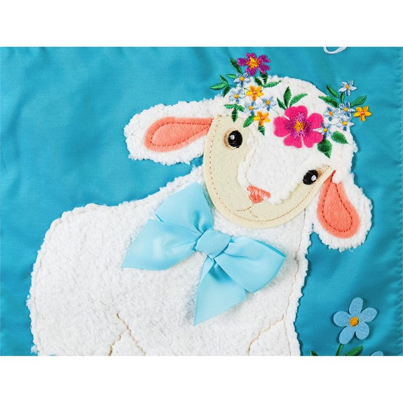 Easter Lamb Applique House Flag; Polyester