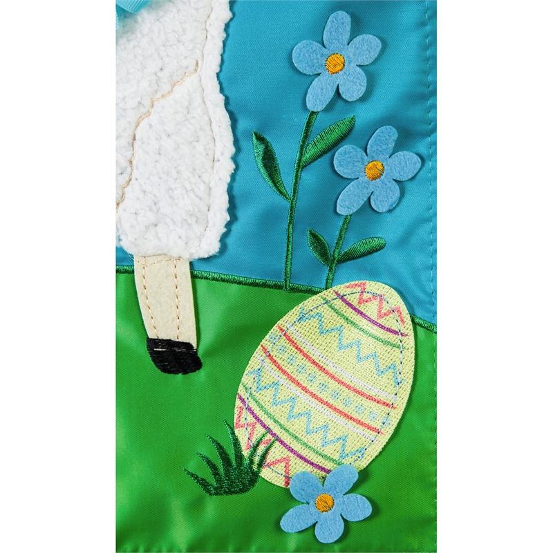 Easter Lamb Applique House Flag; Polyester