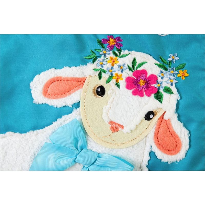 Easter Lamb Applique House Flag; Polyester