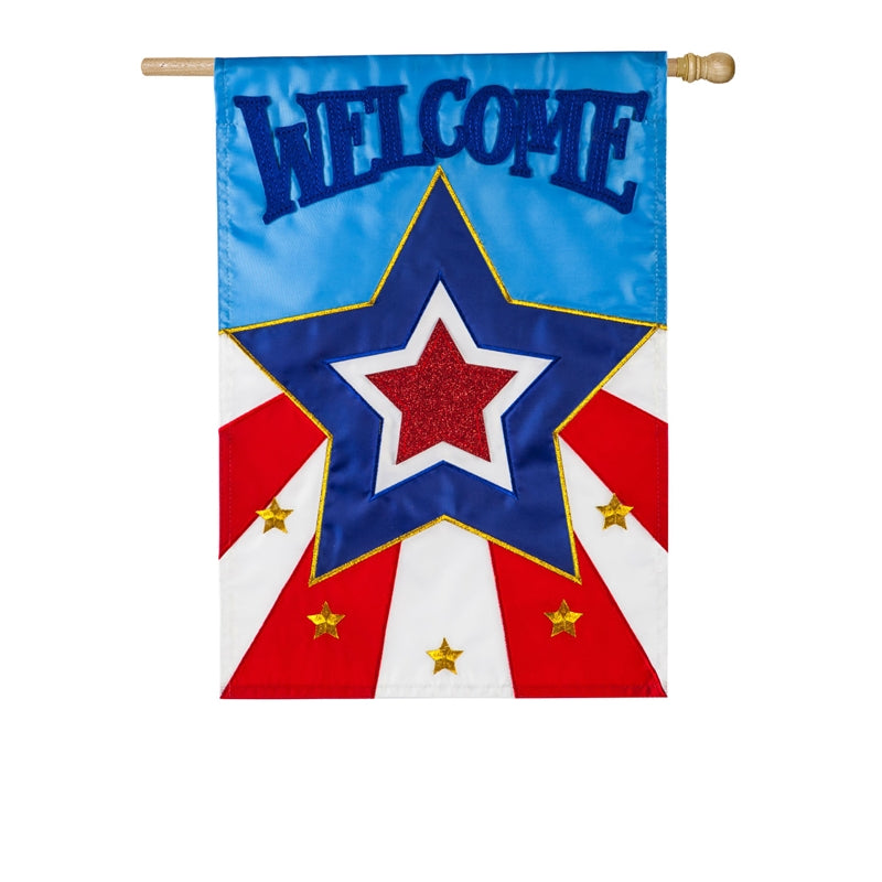 Patriotic Star Welcome House Flag