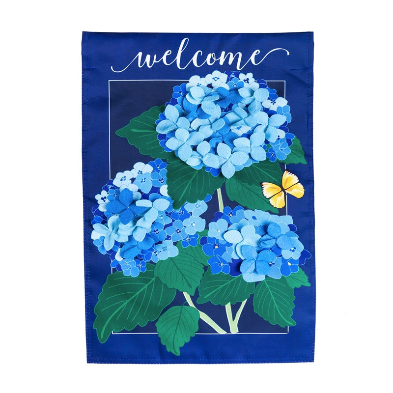 Hydrangea Blossoms House Flag; Polyester 28"x44"