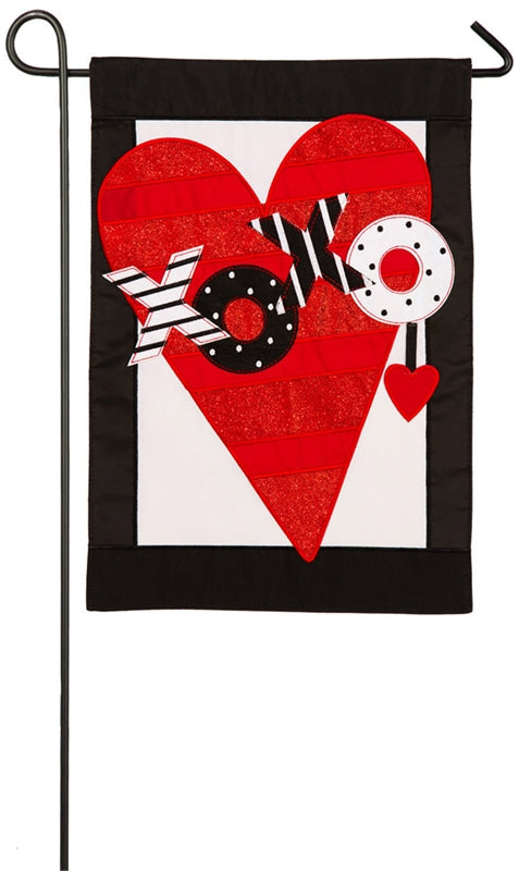 Valentine's Day Heart Applique Garden Flag; Polyester