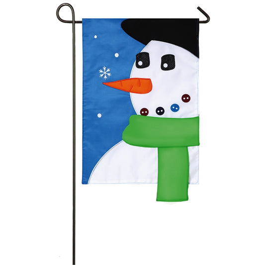 First Snow Applique Garden Flag; Polyester