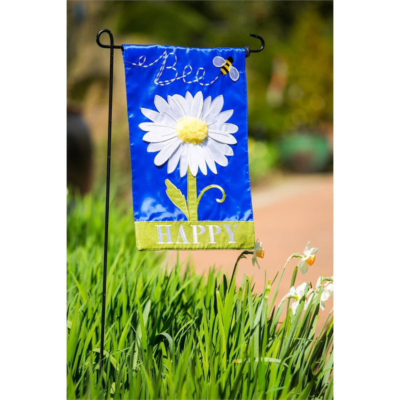 Bee Happy Daisy Garden Flag