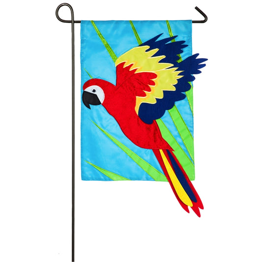 Parrot Applique Garden Flag; Polyester
