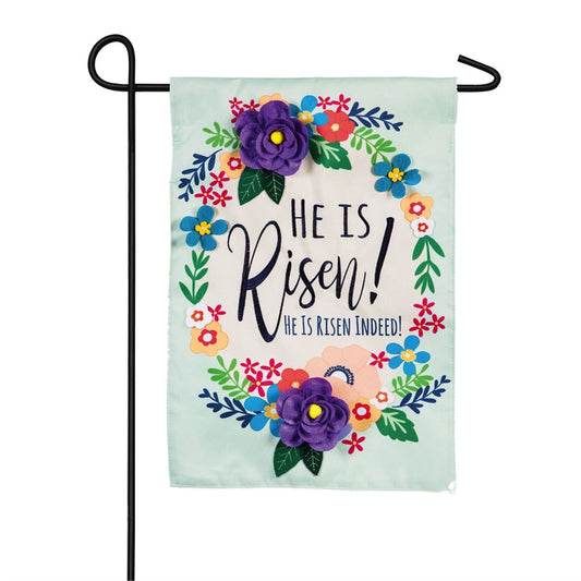 He Is Risen Floral Garden Flag; Polyester