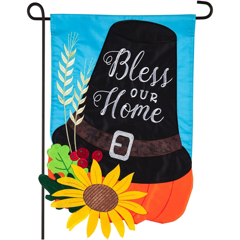 Pilgrim Hat Applique Garden Flag; Polyester