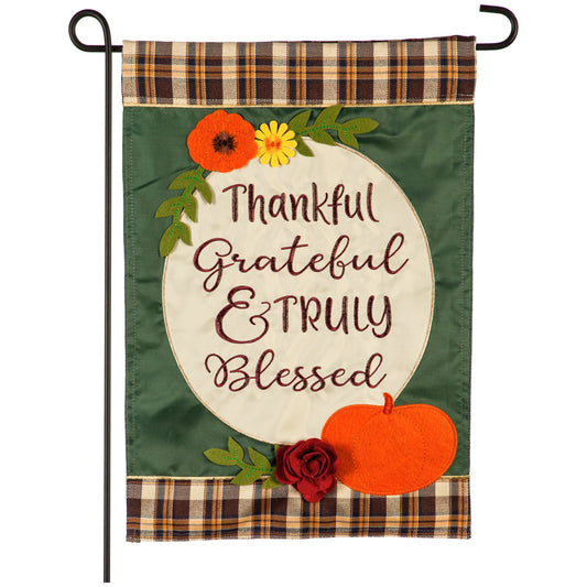 Truly Blessed Applique Garden Flag; Polyester 12.5"x18"
