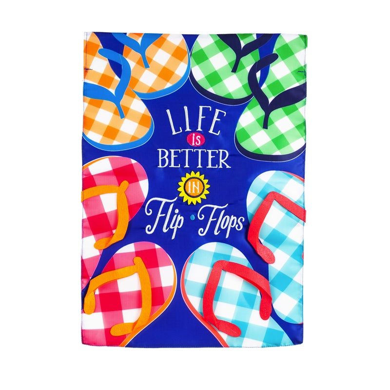 Plaid Flip Flops Garden Flag