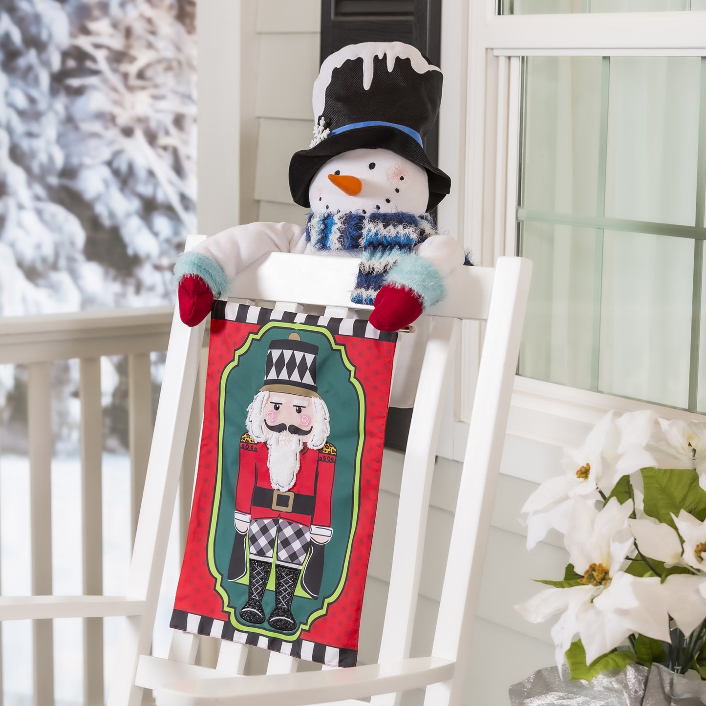 Patterned Nutcracker Applique Garden Flag; Polyester 12.5"x18"