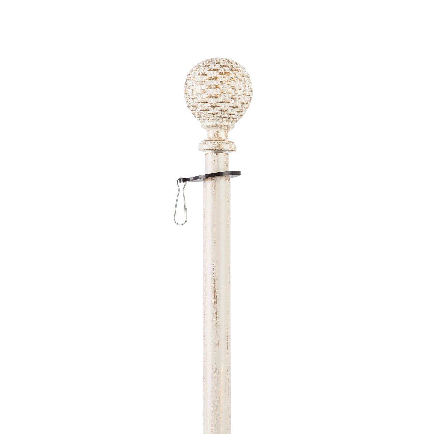 Basketweave Interchangeable Metal Finial for Flagpoles - Brushed Ivory