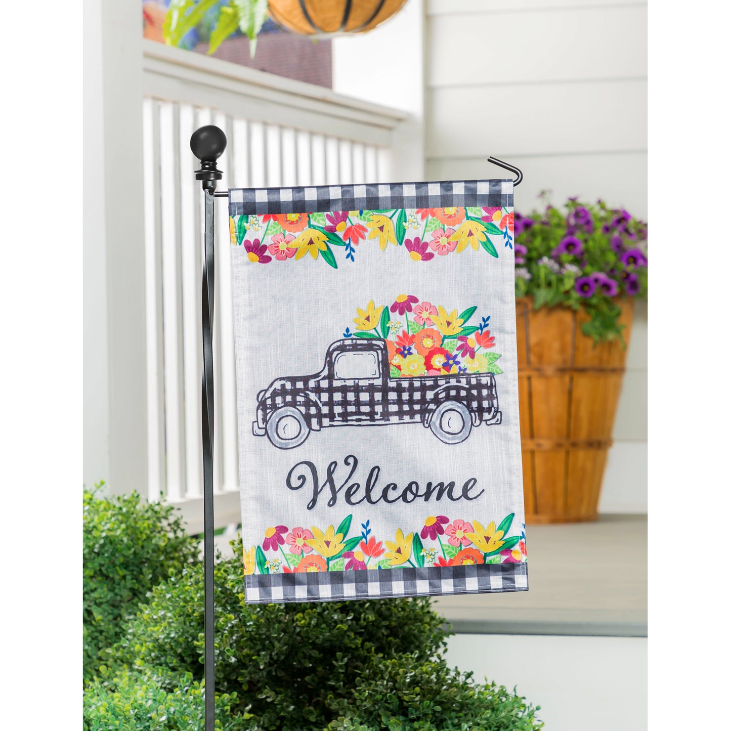 Black Metal Garden Flag Pole