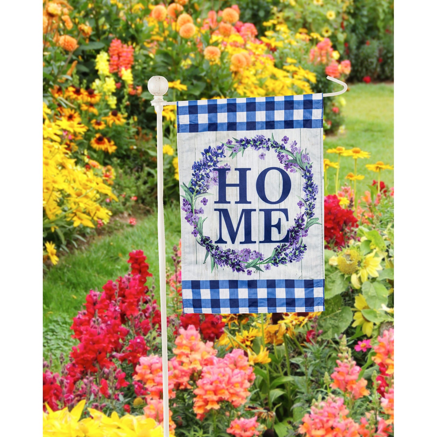 Ivory Metal Garden Flag Pole