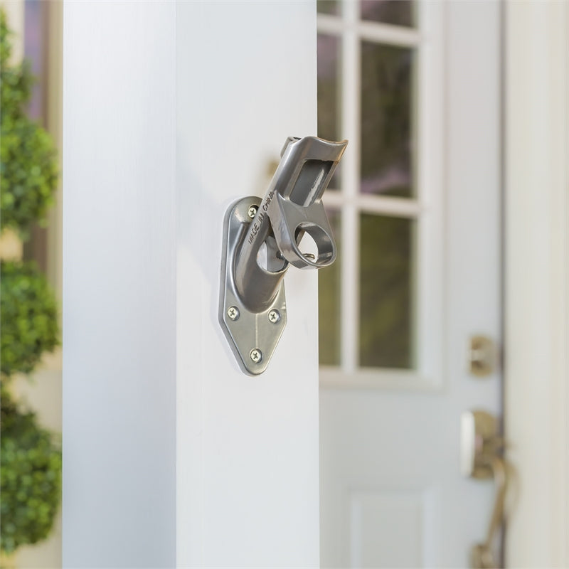 1" Silver dual angle wall mount pole bracket with windsock receiver