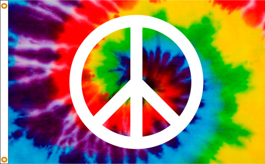 3x5 Tye Dye Peace Sign Flag; Nylon H&G