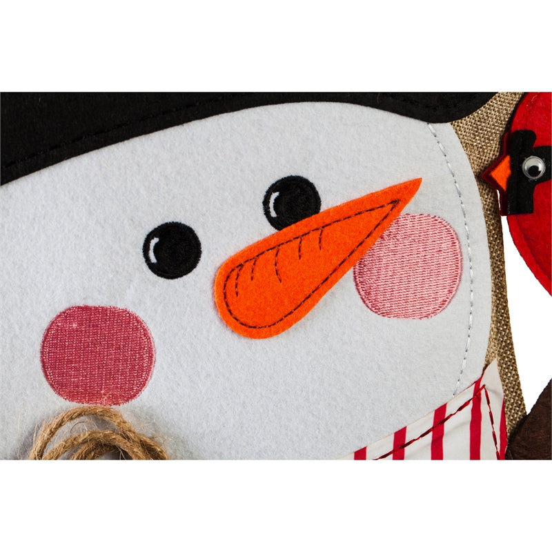 "Portly Snowman" Door Hanger; Burlap 25"Tx22"W