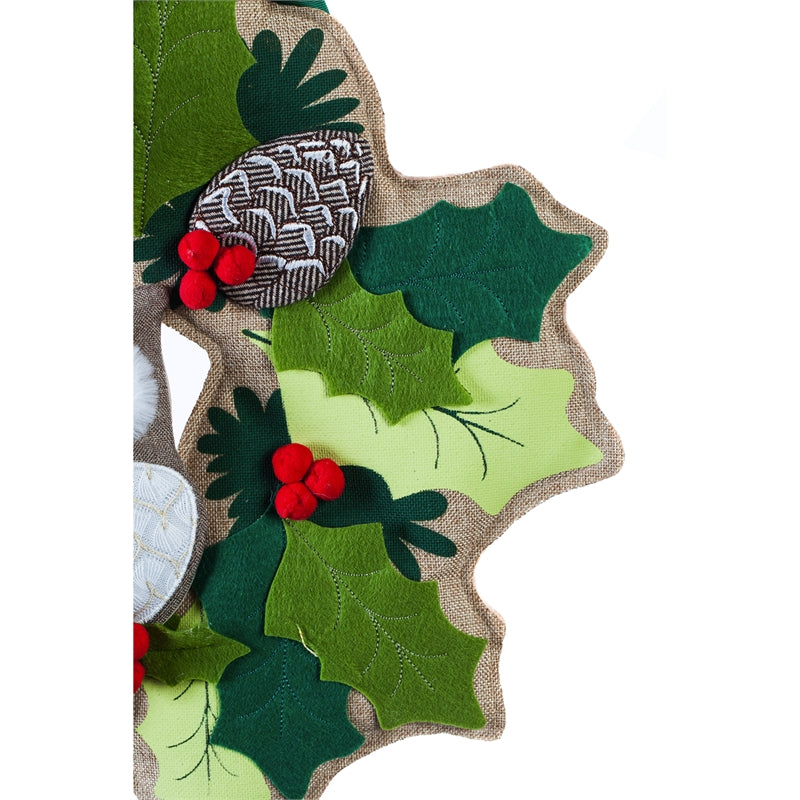 "Winter Owl" Door Hanger; Burlap 19"Lx19"W