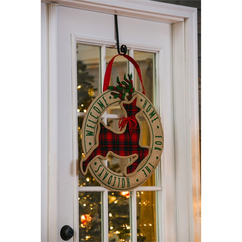 "Welcome Home for the Holidays" Door Hanger; Burlap 20"Tx21"W