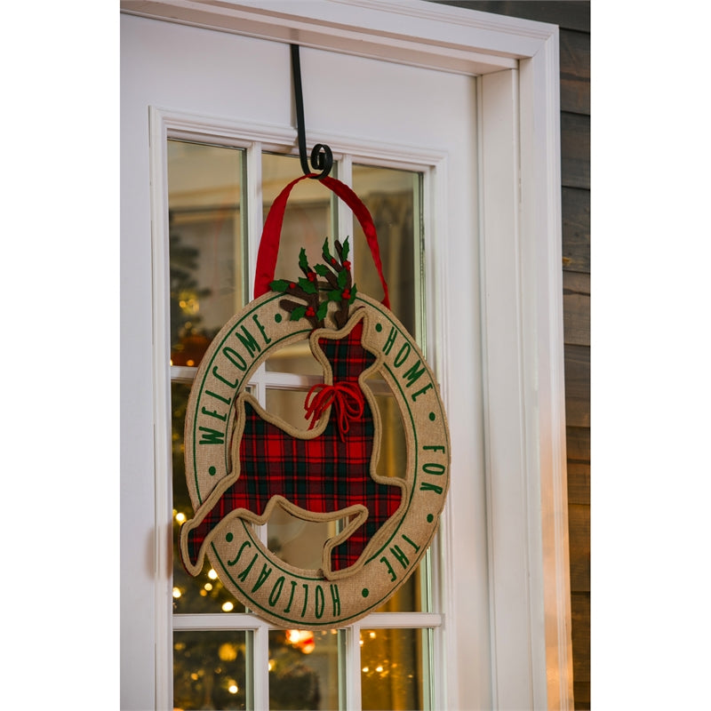 "Welcome Home for the Holidays" Door Hanger; Burlap 20"Tx21"W