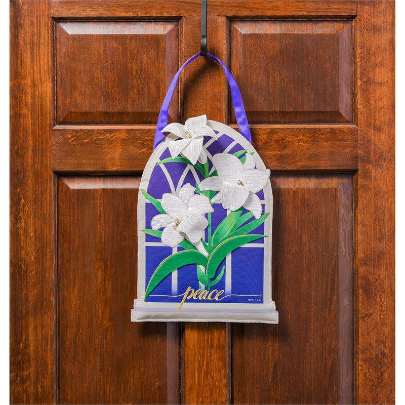 Easter Lilies Door Hanger Burlap