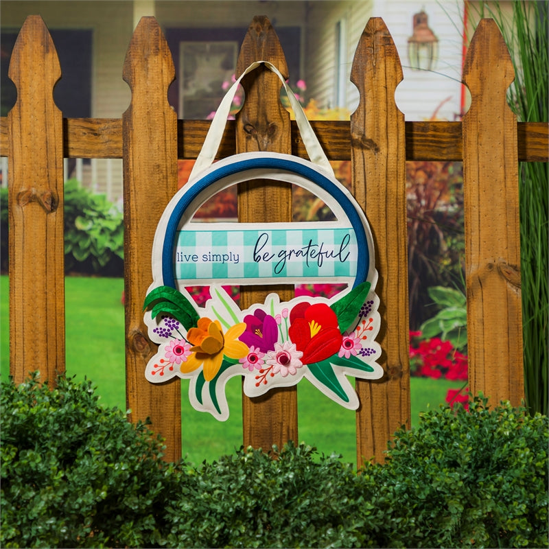 Live Simply Spring Plaid Door Hanger