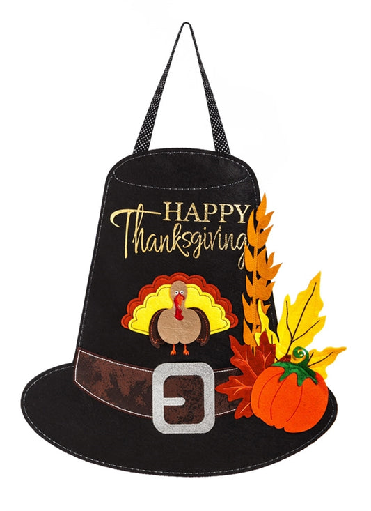 "Thanksgiving Pilgrim Hat" Door Hanger; Felt 17"Lx17"W