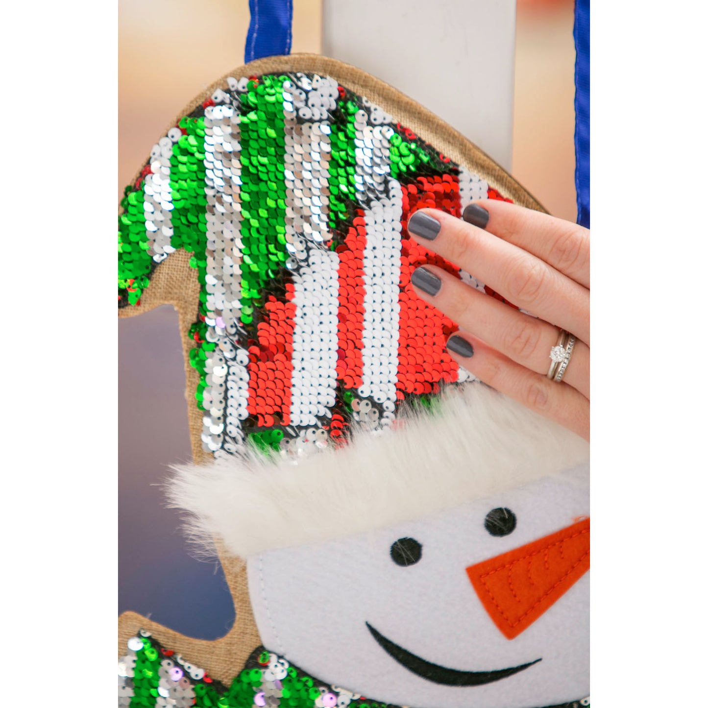 "Winter Snowman" Reversible Sequin Door Hanger; 20"Lx13.5"W