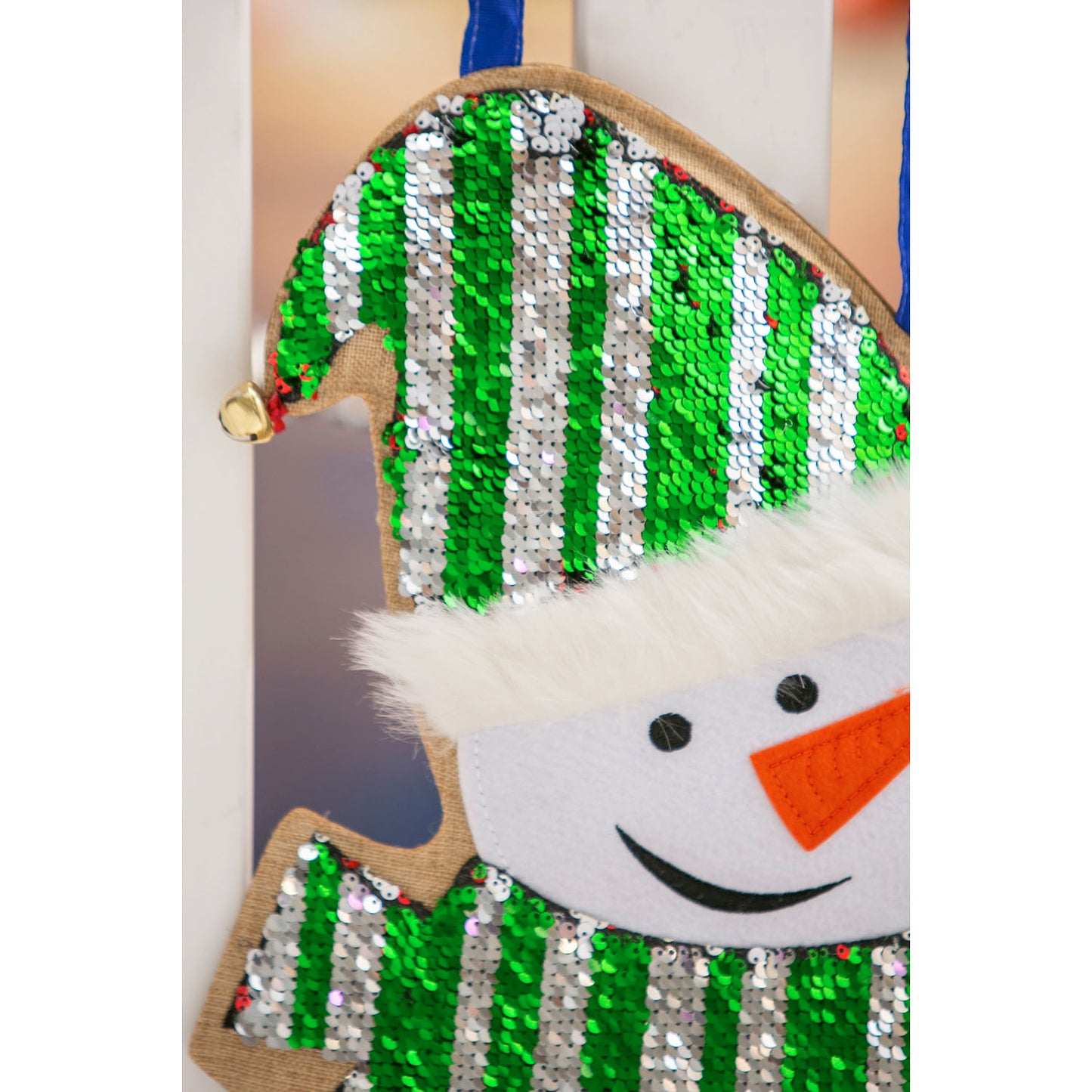 "Winter Snowman" Reversible Sequin Door Hanger; 20"Lx13.5"W