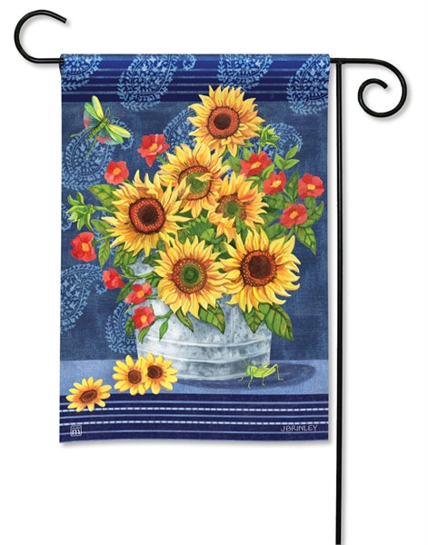 Denim Sunflowers Garden Flag