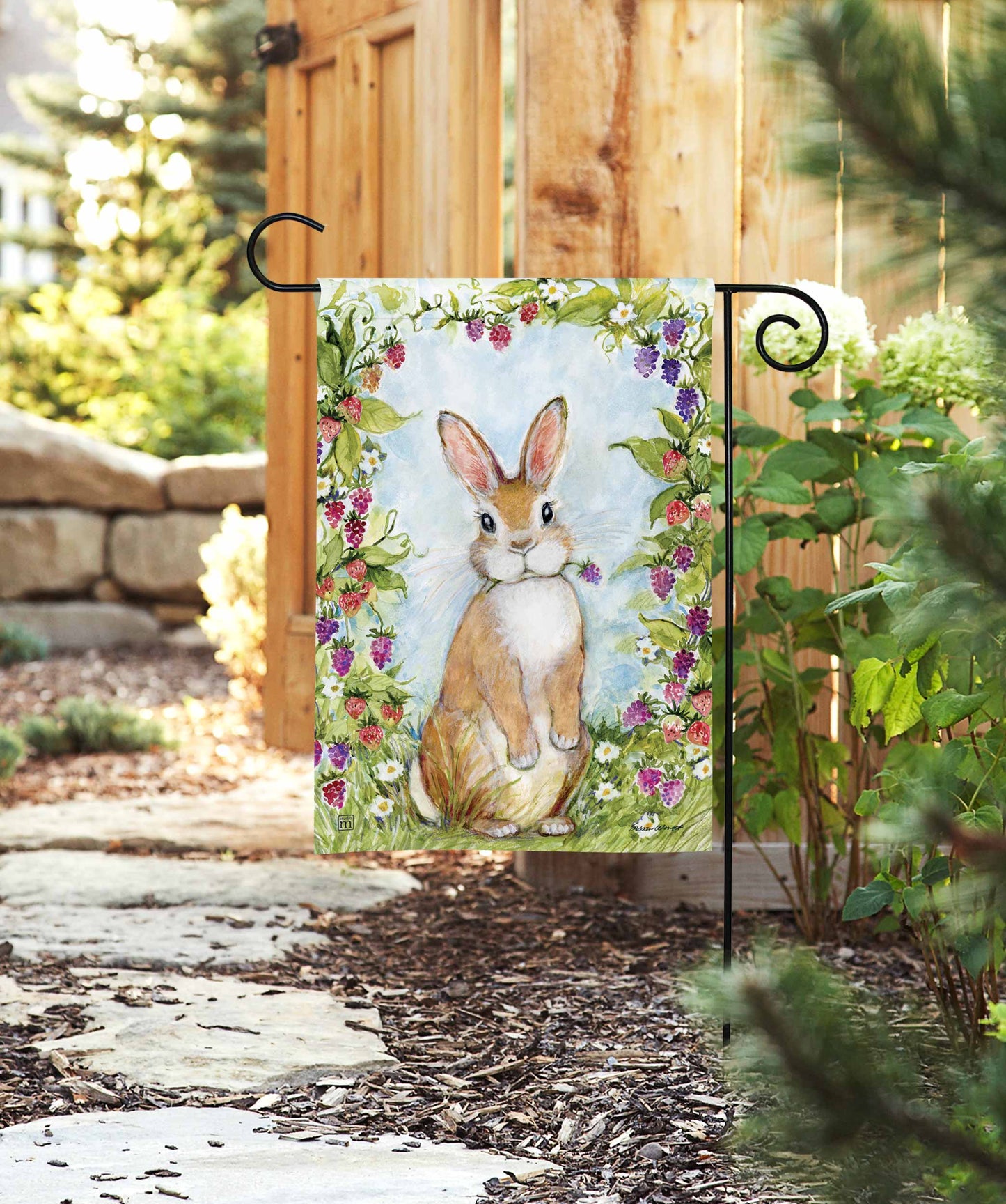 Bramble Berry Bunny Garden Flag