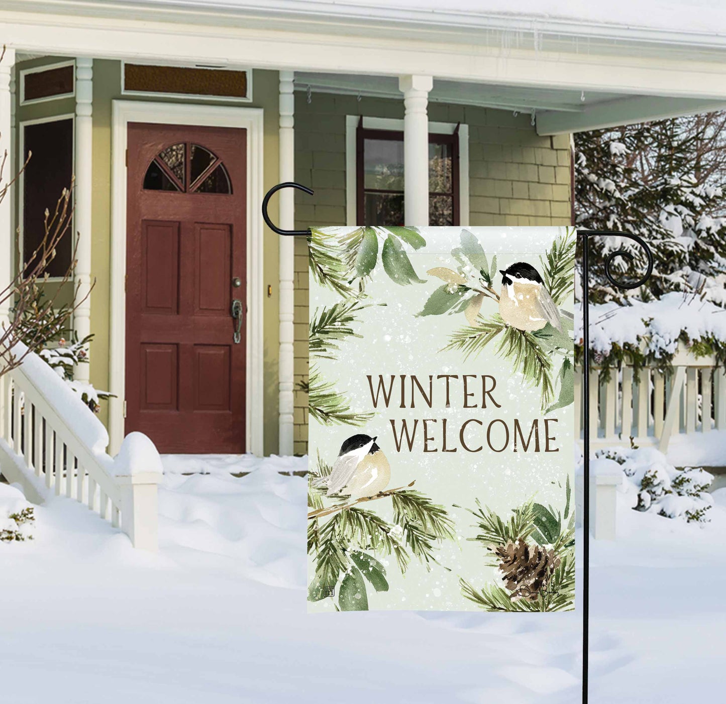 Winter Chickadee Garden Flag