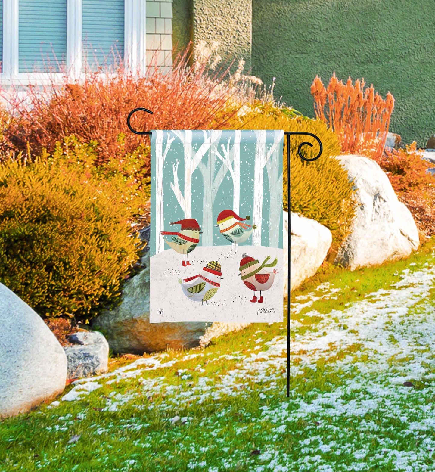 Warm Winter Birds Garden Flag