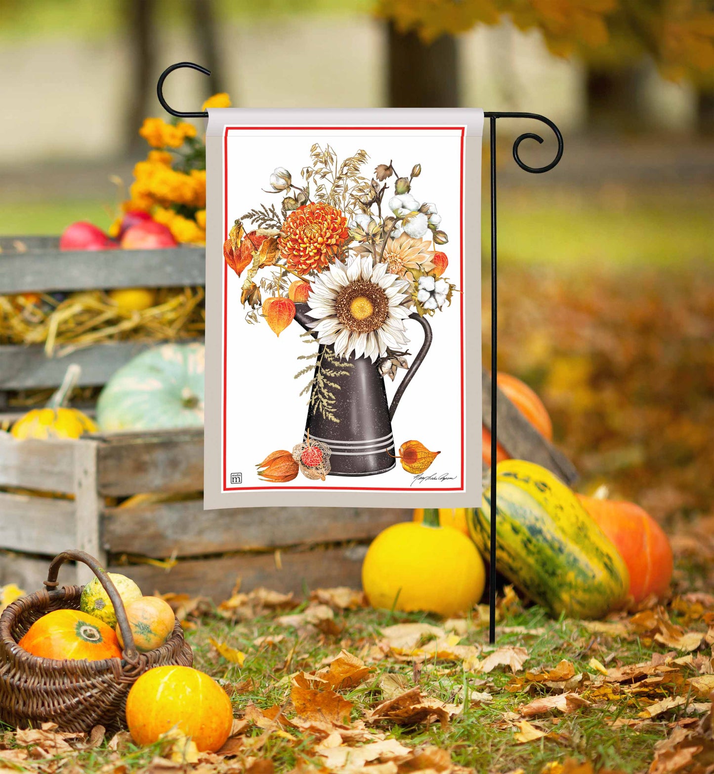 Fall Vase Florals Garden Flag