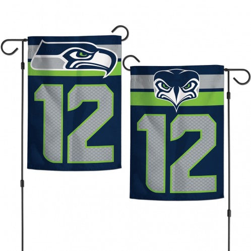 Seattle Seahawks 12 Double Sided Hawk Head Garden Flag; Polyester