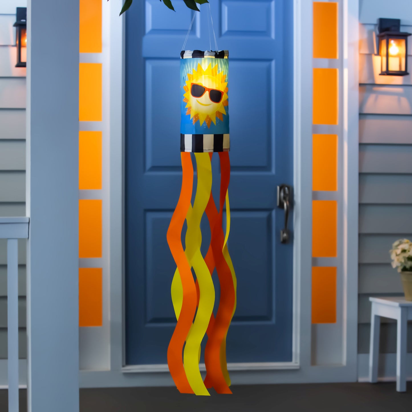 Sunny Days Solar Lit Windsock; Polyester 6"ODx40"L
