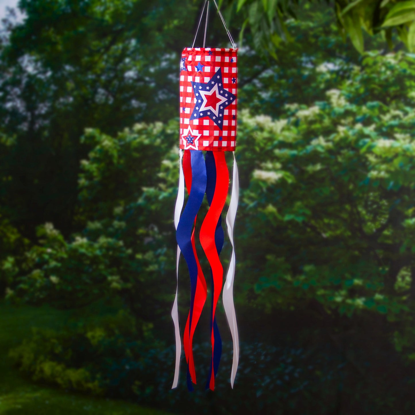 Patriotic Stars & Checks Windsock
