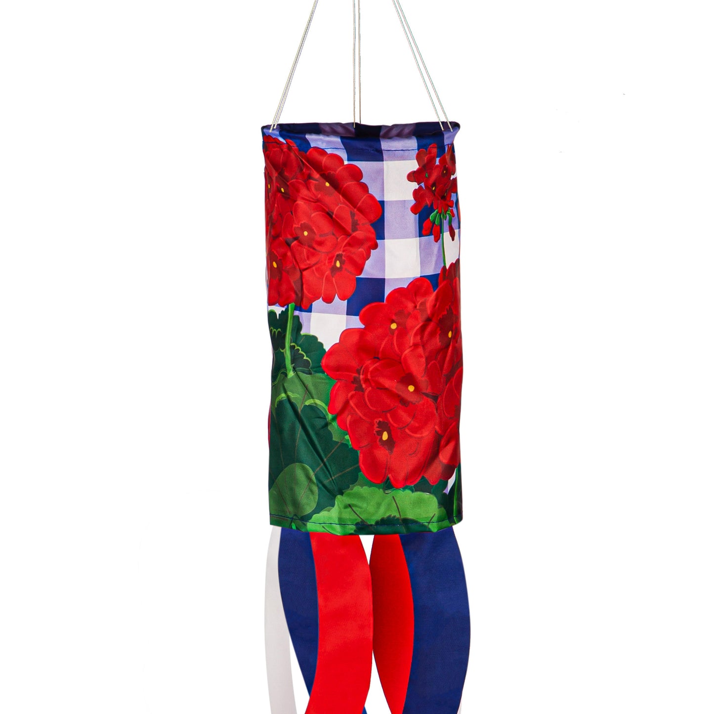 Plaid Patriotic Geraniums Windsock
