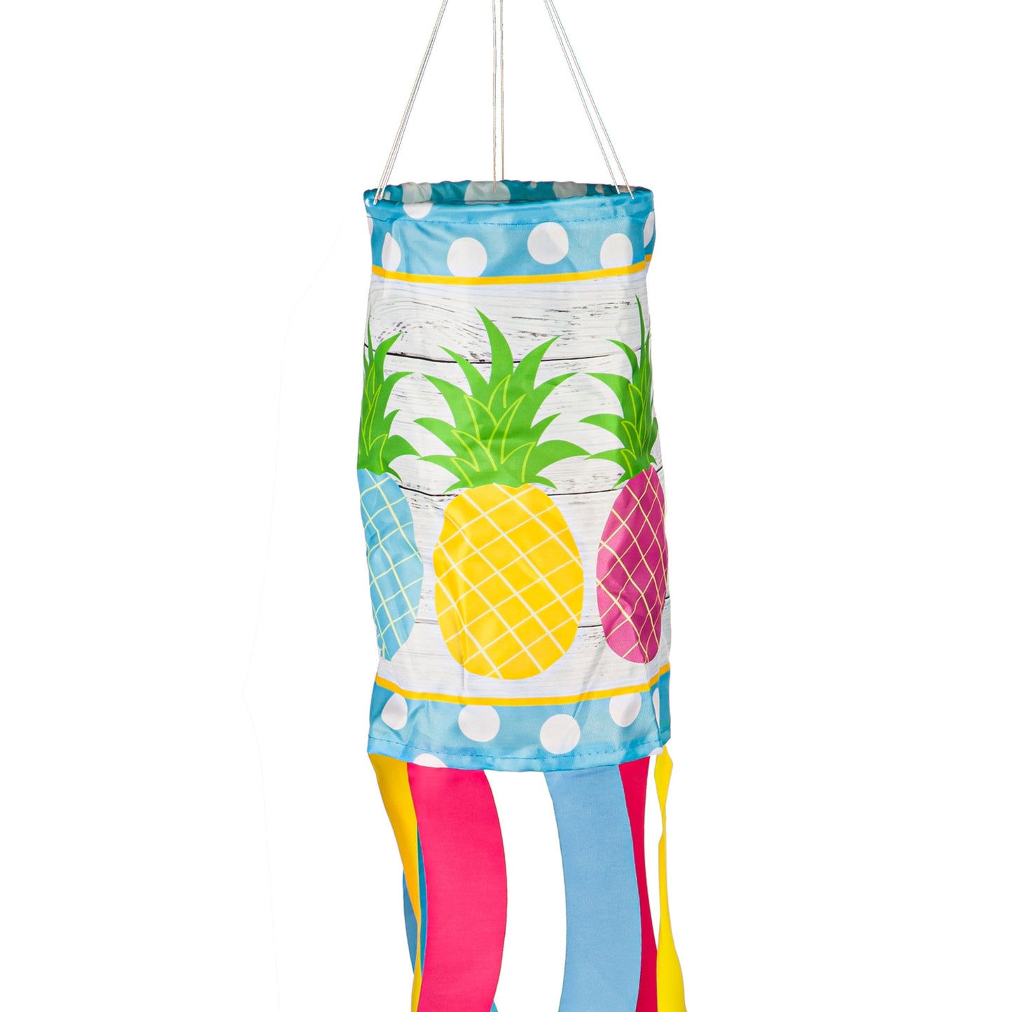 Hello Summer Pineapple Windsock; Polyester 7"ODx38"L
