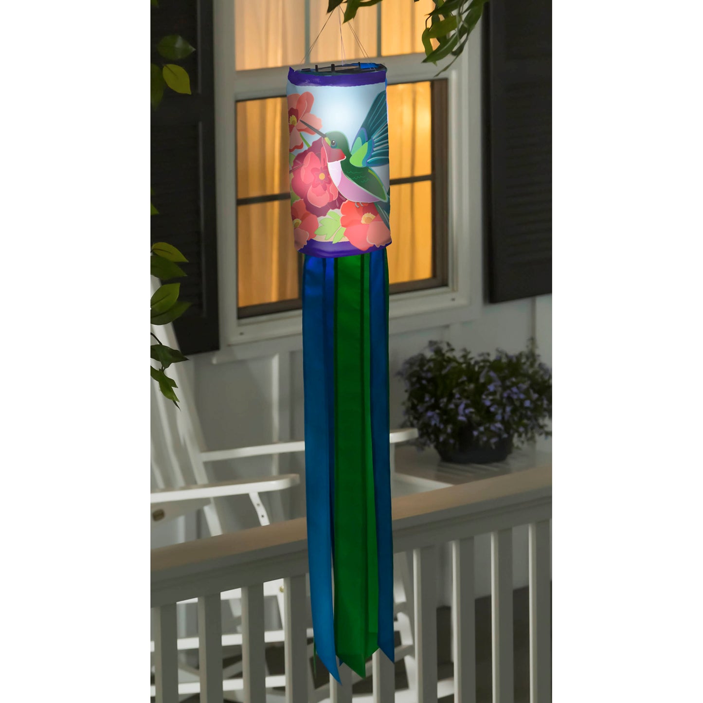 Hummingbird Meadow Solar Motion Windsock; 7.08"ODx37.8"L