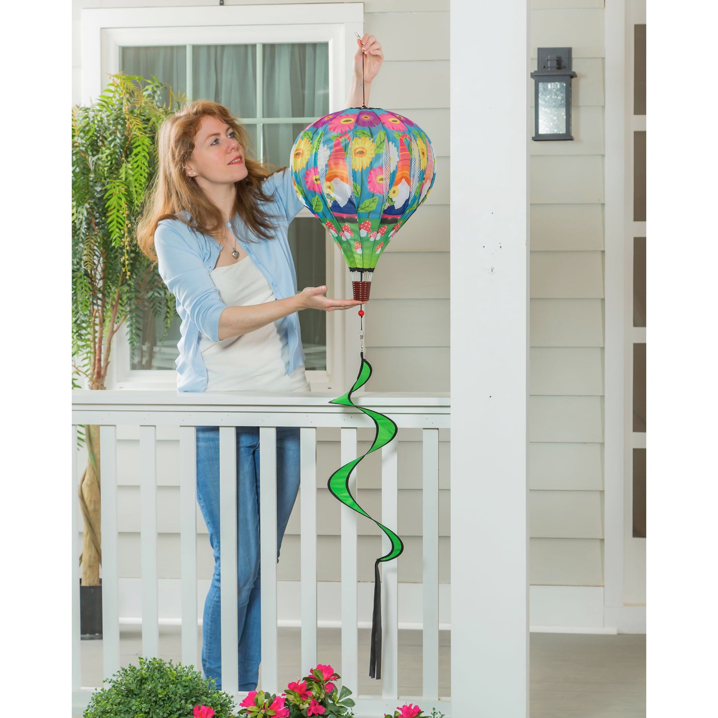 Garden Gnome Hot Air Balloon Spinner; 55"L x 15" Diameter