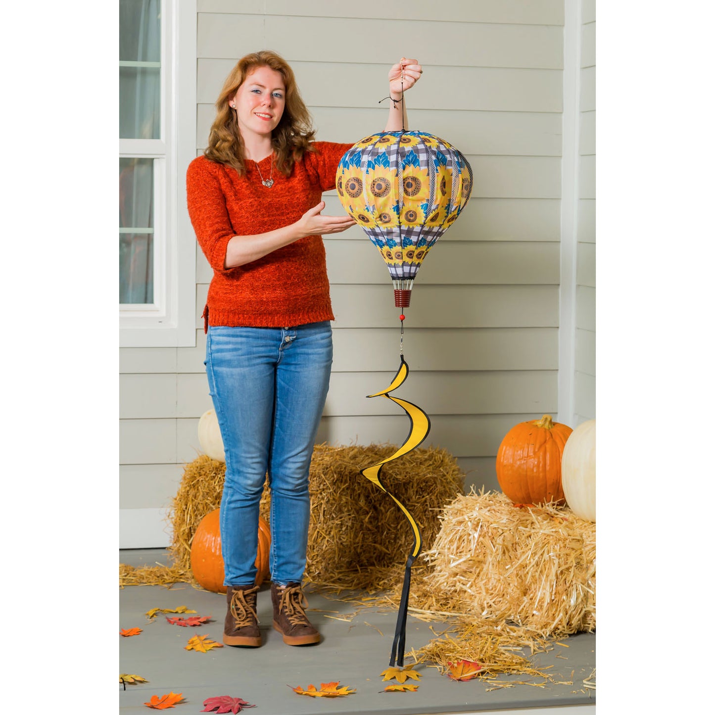 Sunflower Check Hot Air Balloon Spinner