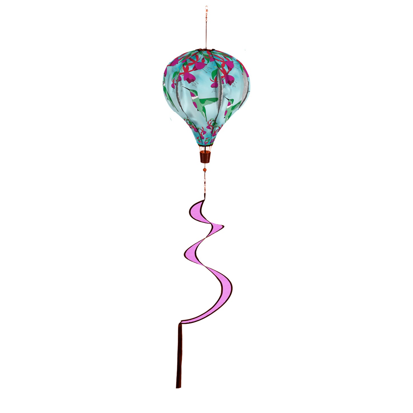 Hummingbird Feeding Animated Hot Air Balloon Spinner; 55"Lx15" Wx15"D