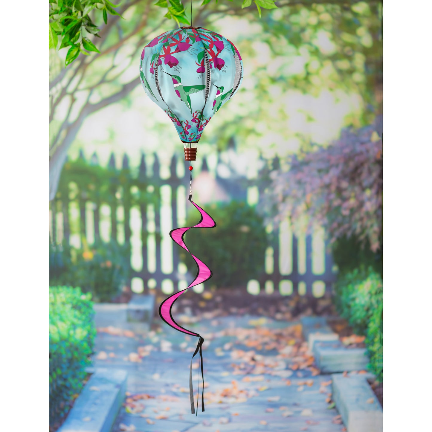 Hummingbird Feeding Animated Hot Air Balloon Spinner; 55"Lx15" Wx15"D