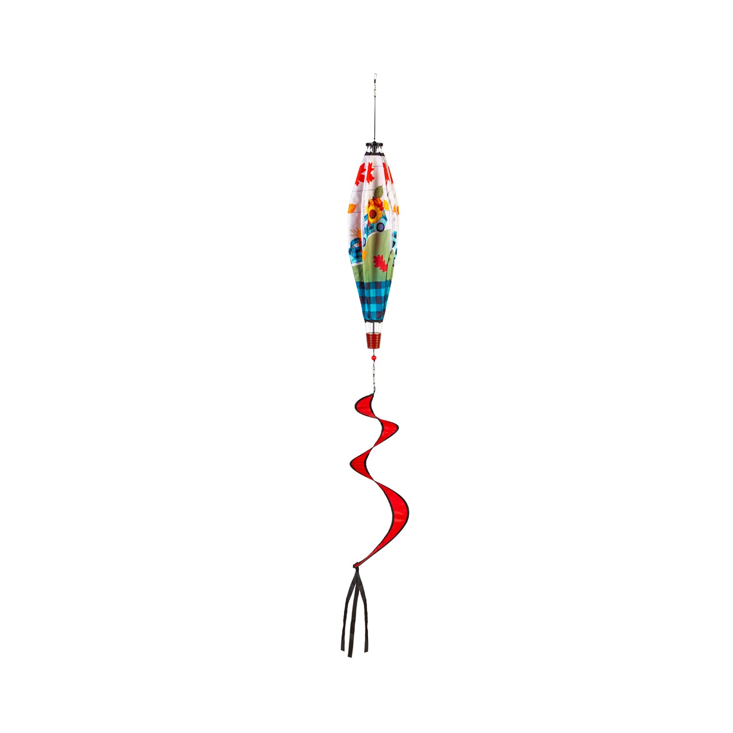 Fall Plaid Truck Hot Air Balloon Spinner; 55"L x 15" Diameter
