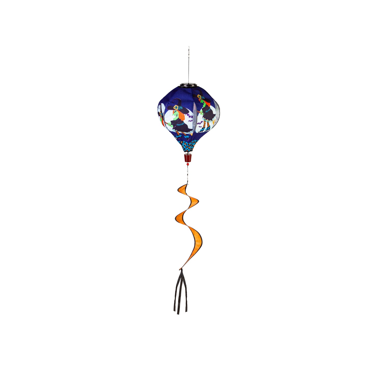 Flying Witch Animated Solar Lit Hot Air Balloon Spinner Windsock