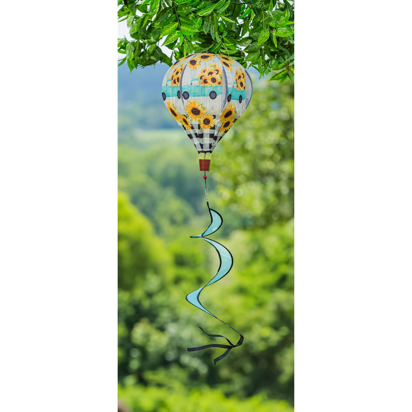 Sunflower Truck Hot Air Balloon Spinner Windsock; 55"L x 15" Diameter