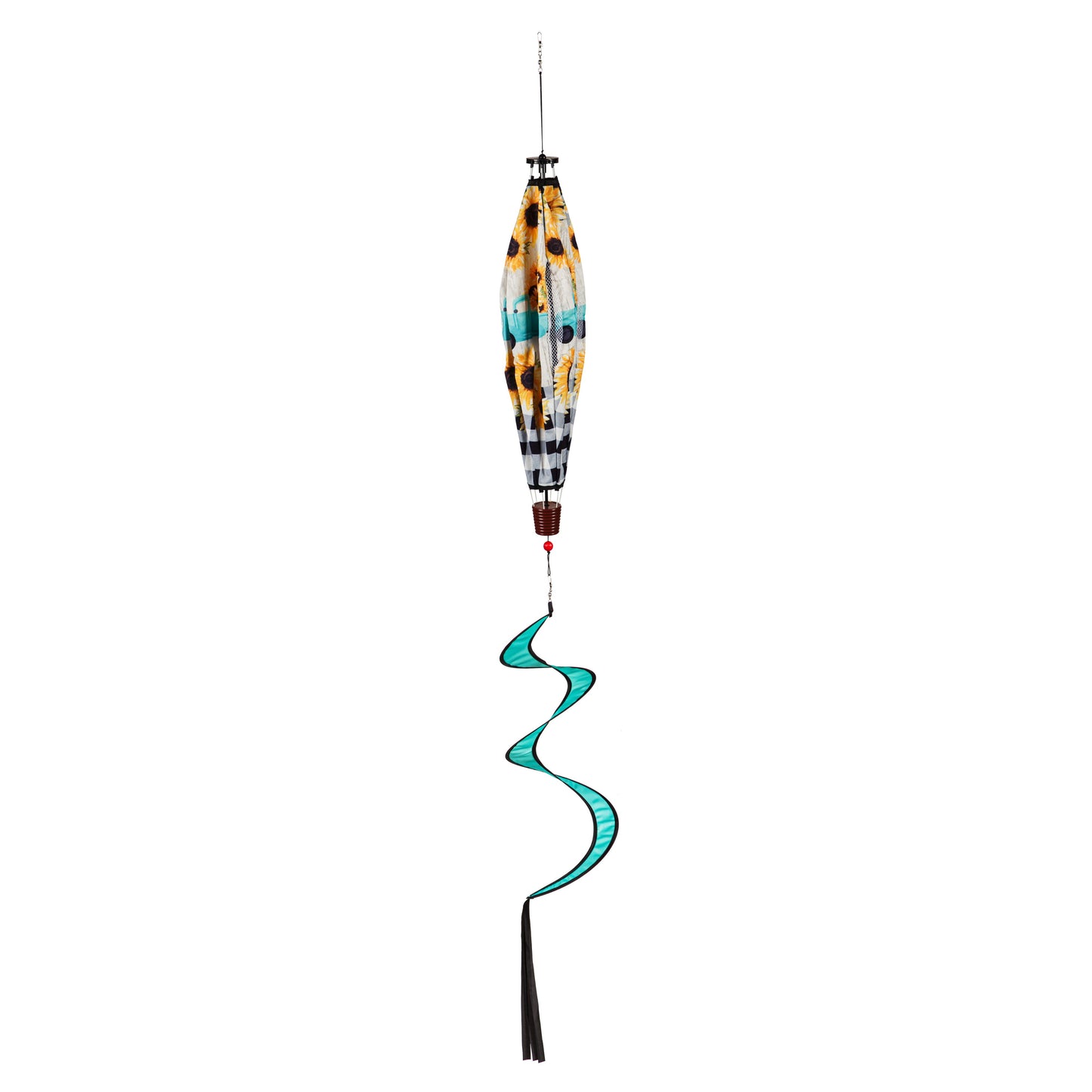 Sunflower Truck Hot Air Balloon Spinner Windsock; 55"L x 15" Diameter