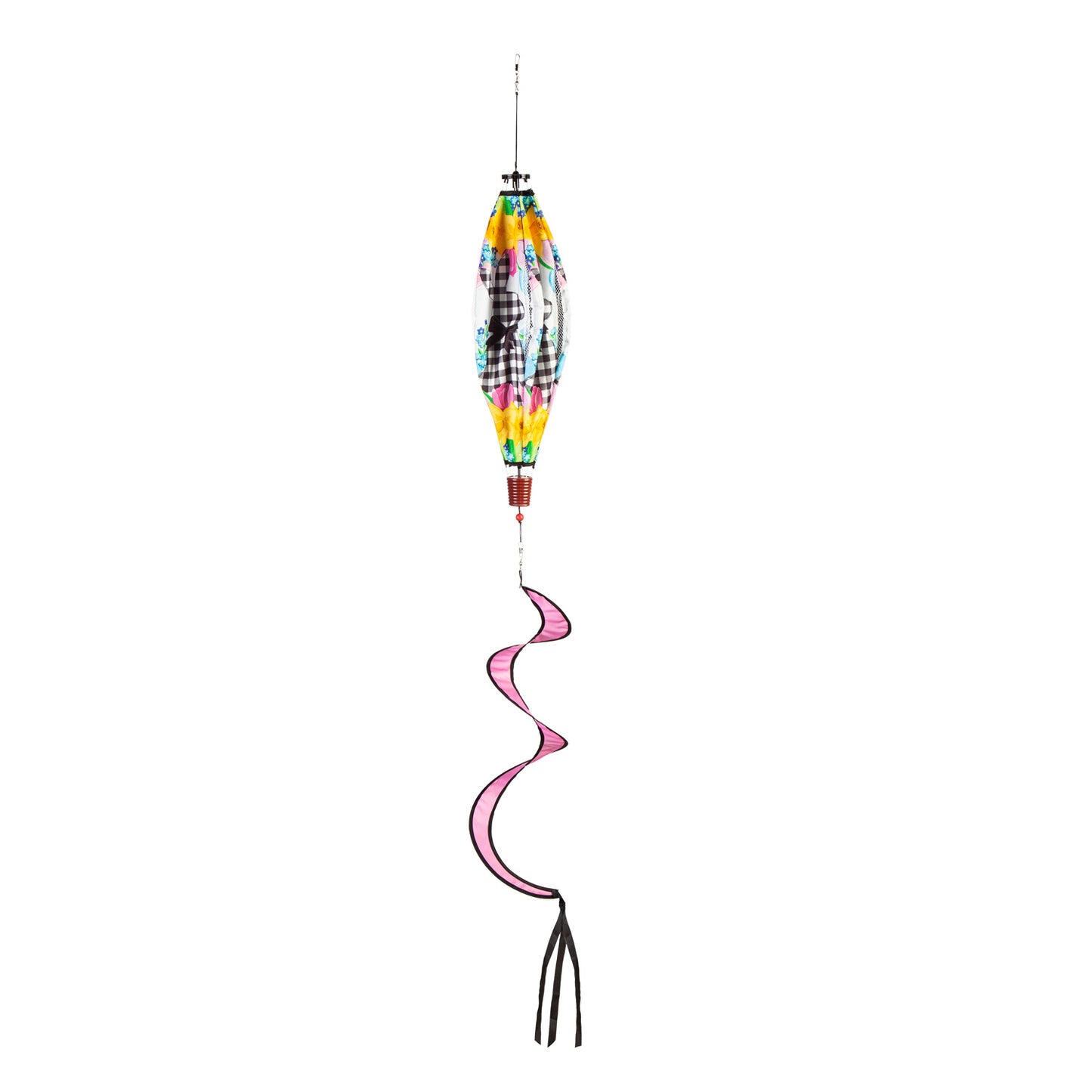 Gingham Bunny Hot Air Balloon Spinner Windsock